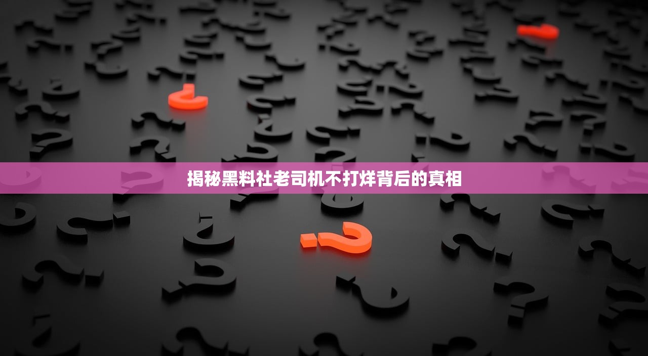 揭秘黑料社老司机不打烊背后的真相