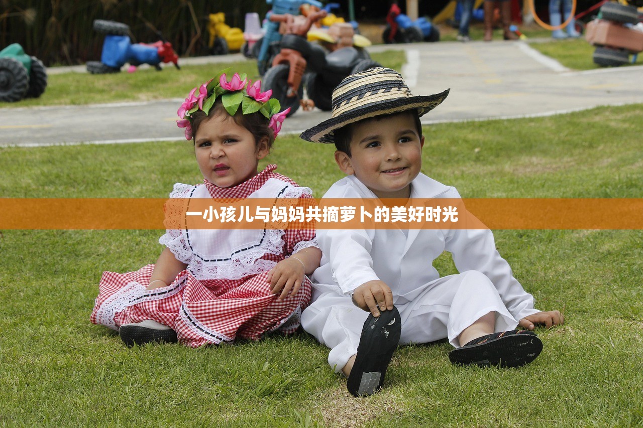 一小孩儿与妈妈共摘萝卜的美好时光